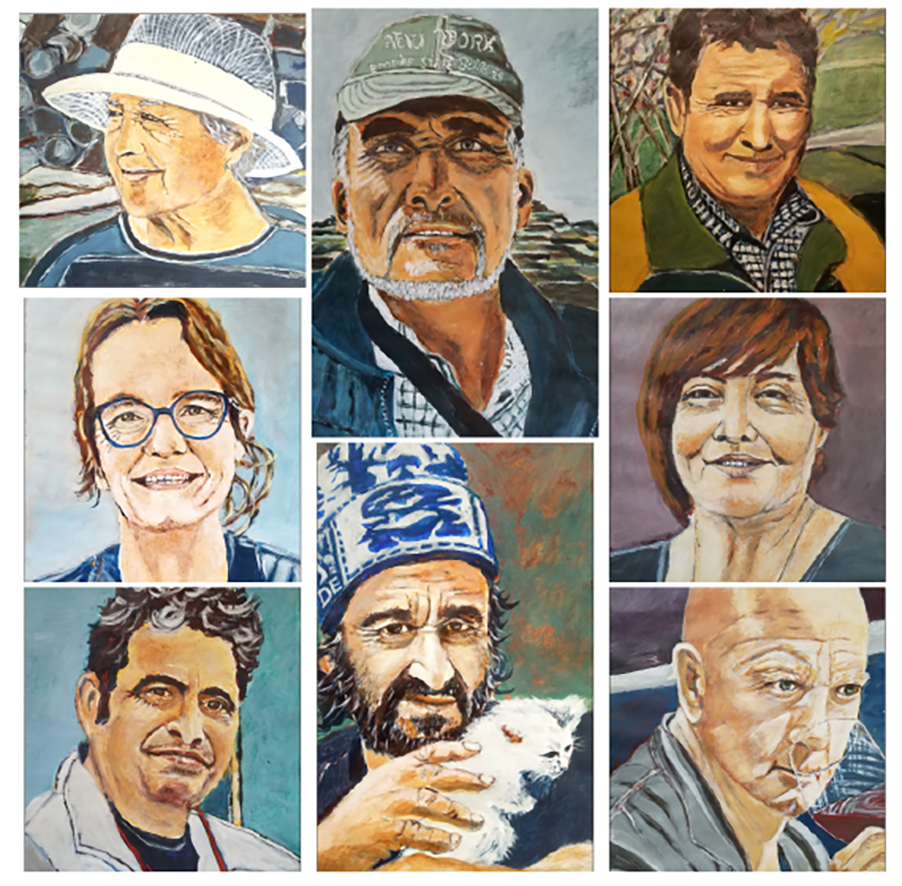 several acrylic portraits